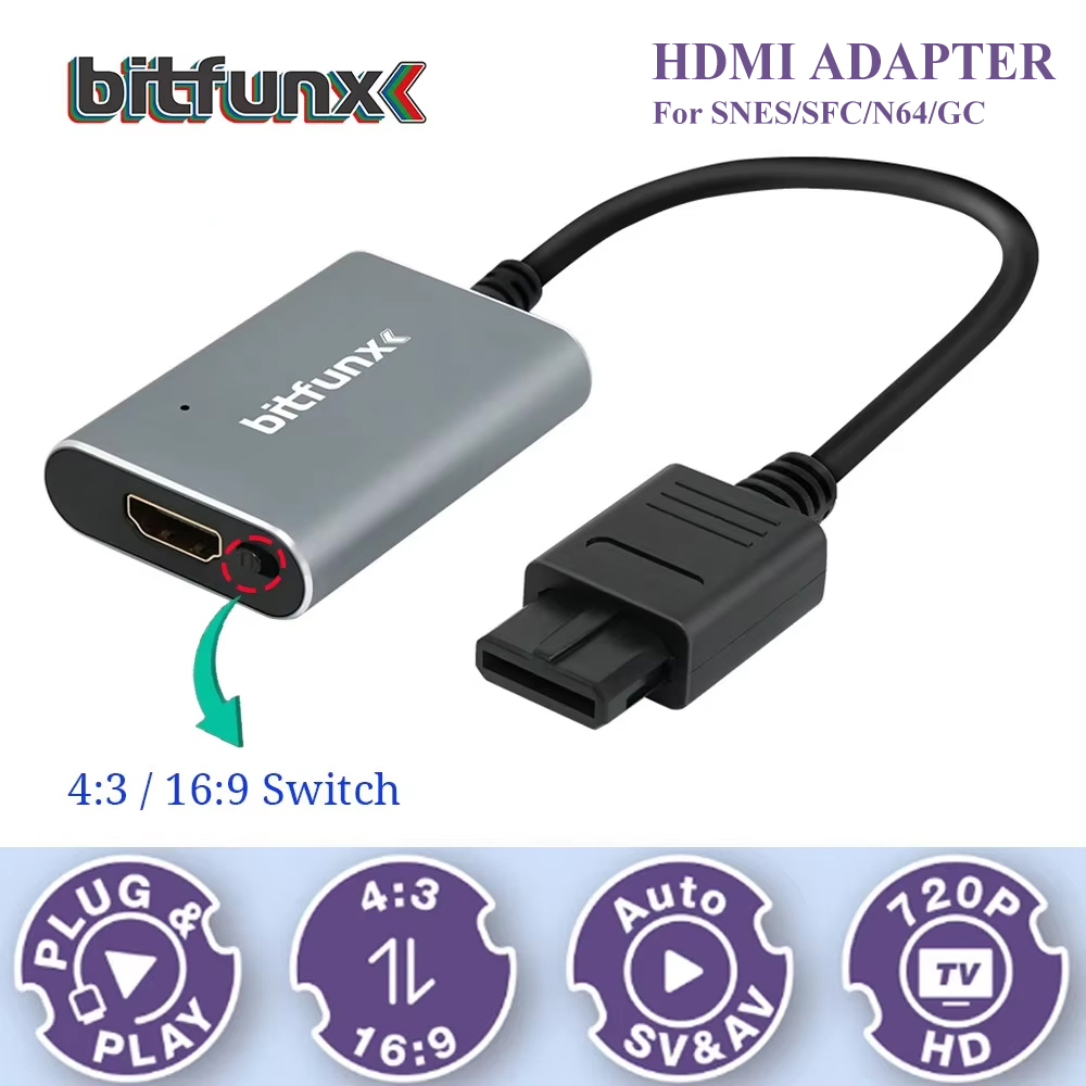 Gaming Console All In One - Bitfunx 720P Adapter S-Video / AV